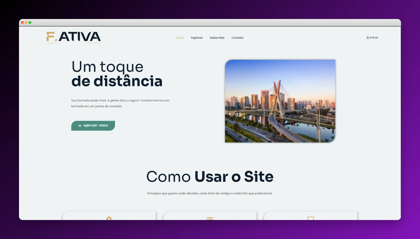 F. Ativa - Plataforma imobiliária comercial com catálogo de fachadas e busca por mapa
