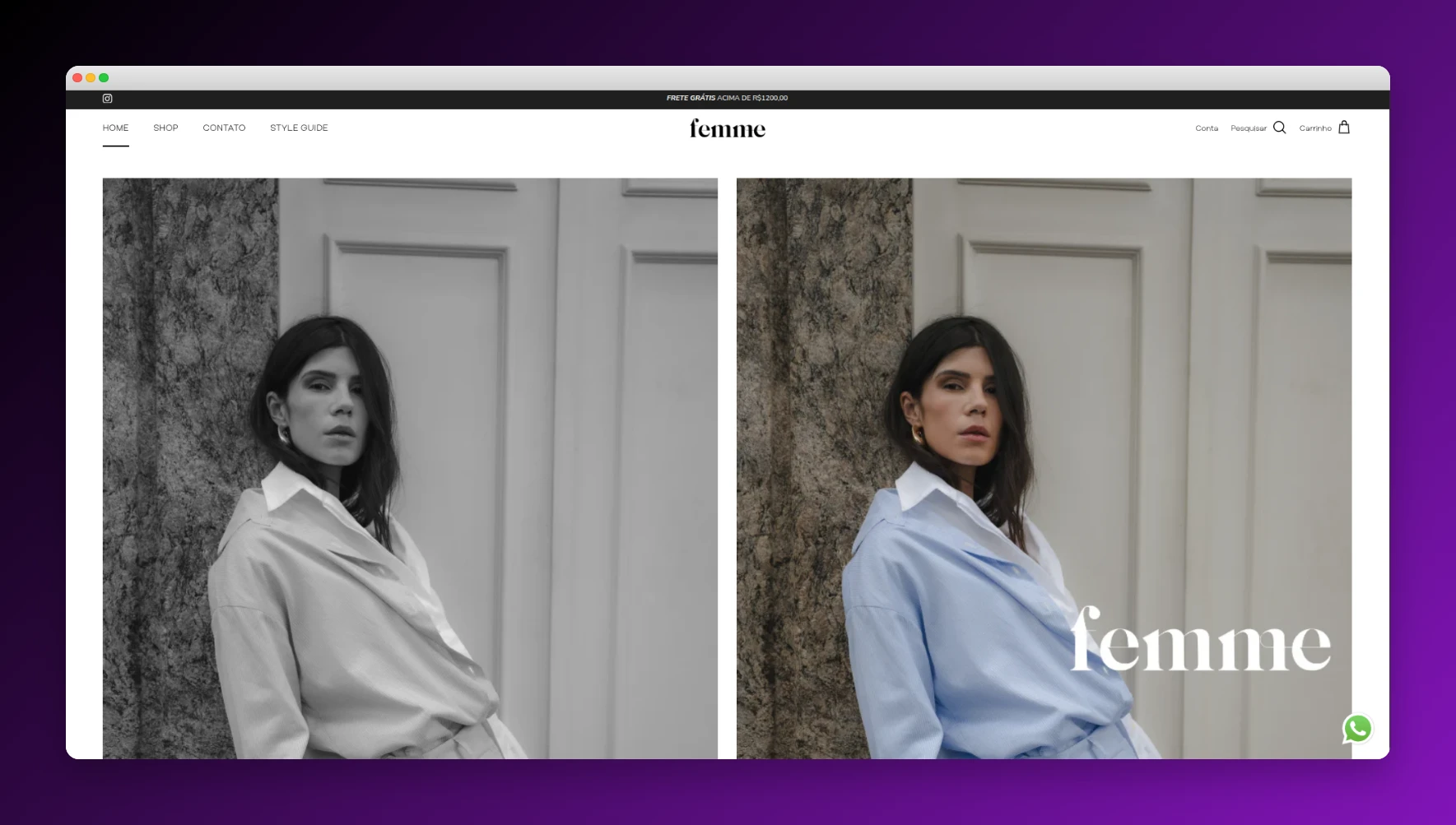 FEMME Rio - E-commerce de moda feminina com catálogo de roupas, acessórios e carrinho de compras